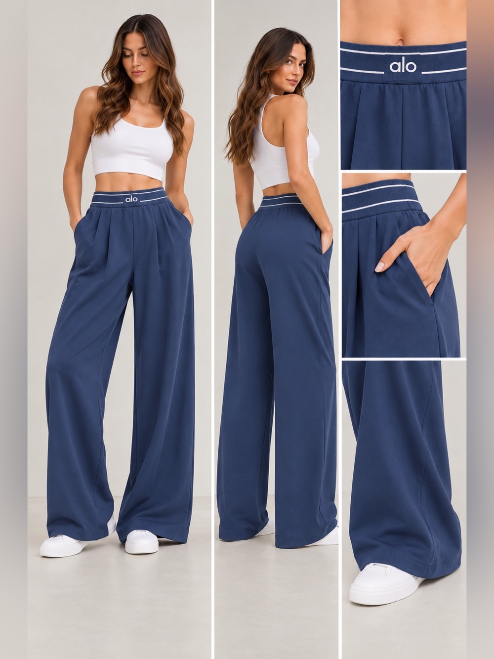 ALO Yoga Suit Up Trouser Regular Navy Wide Leg Pants XS NWT